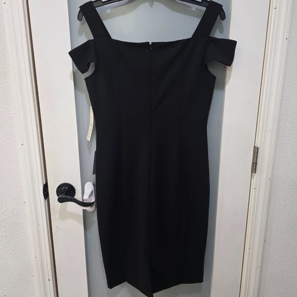 Eliza J Black Off-Shoulder Sheath Dress 8P NWT Double Lined Classic Cocktail - Picture 9 of 9